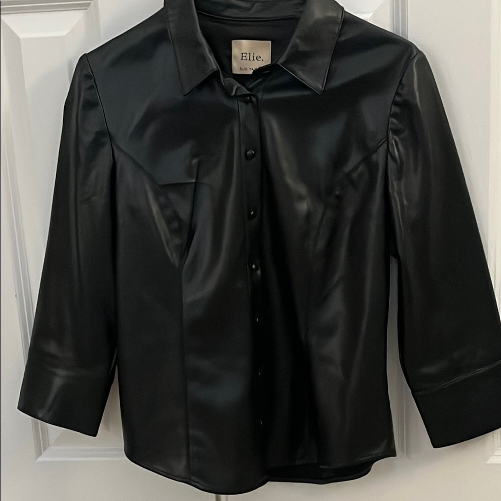Elle Black Faux Leather Shirt